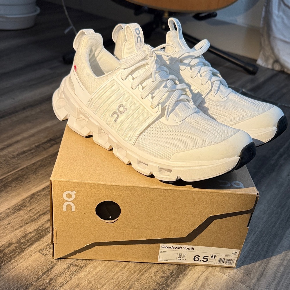 On Running Cloudswift Youth All-White Sneakers